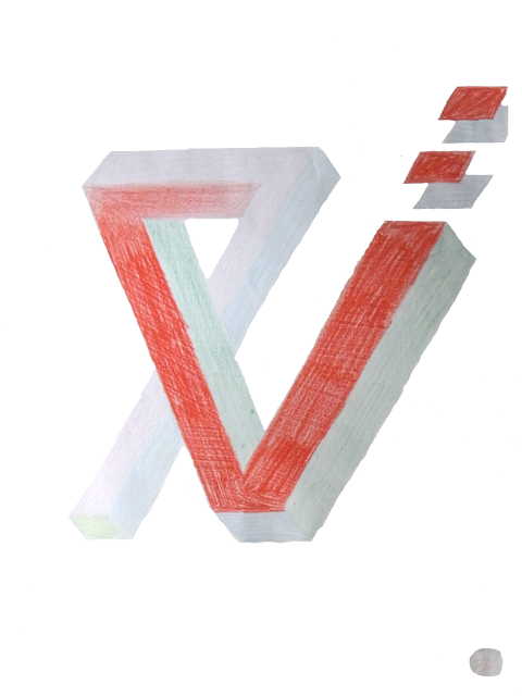 area for drawing - a letter "V".